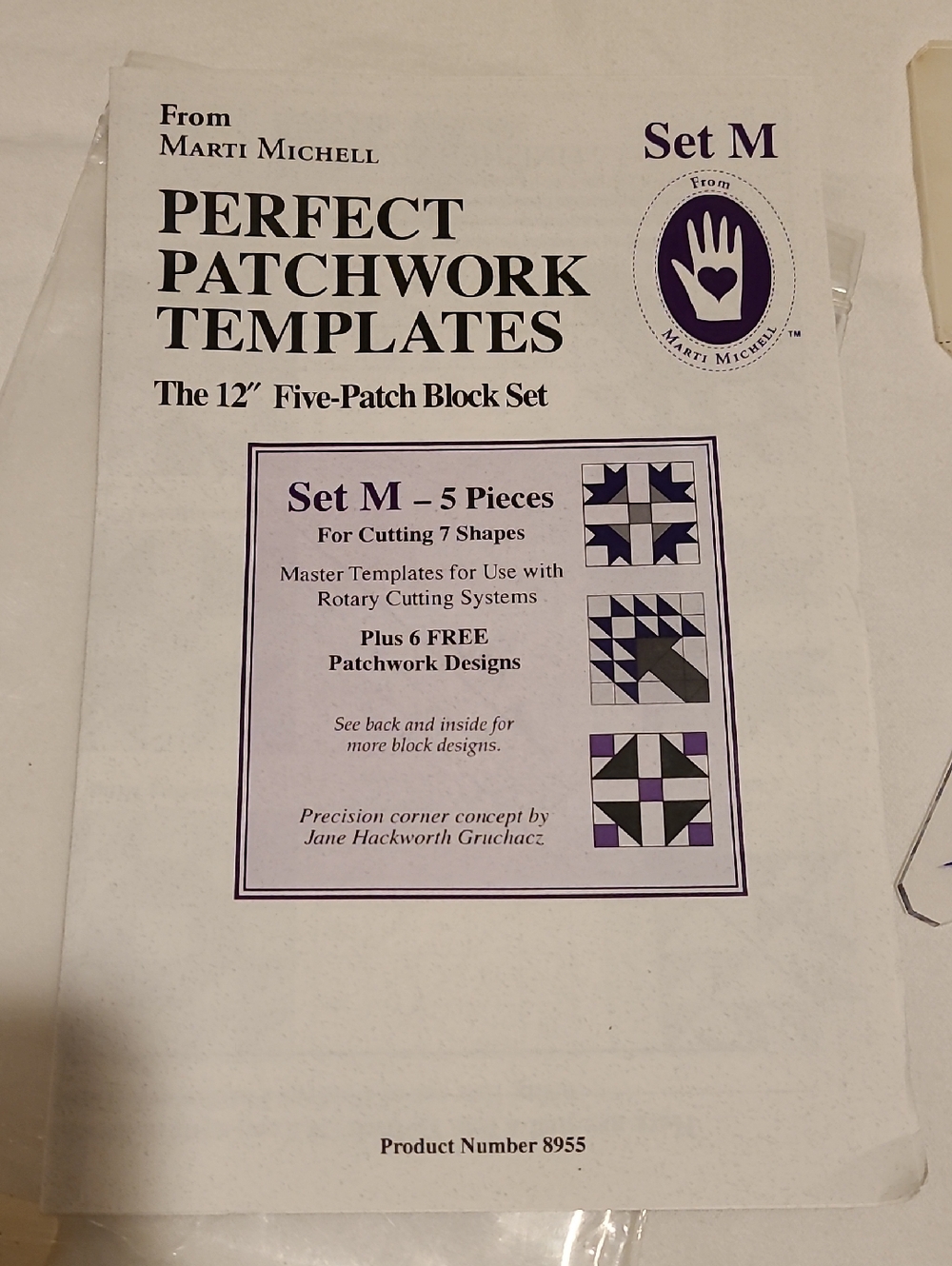 Perfect Patchwork Templates Set M 12", 5-Patch Block Set Quilting Sewing 8955